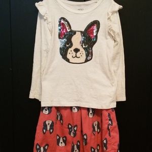 Carters French bulldog Skirt set